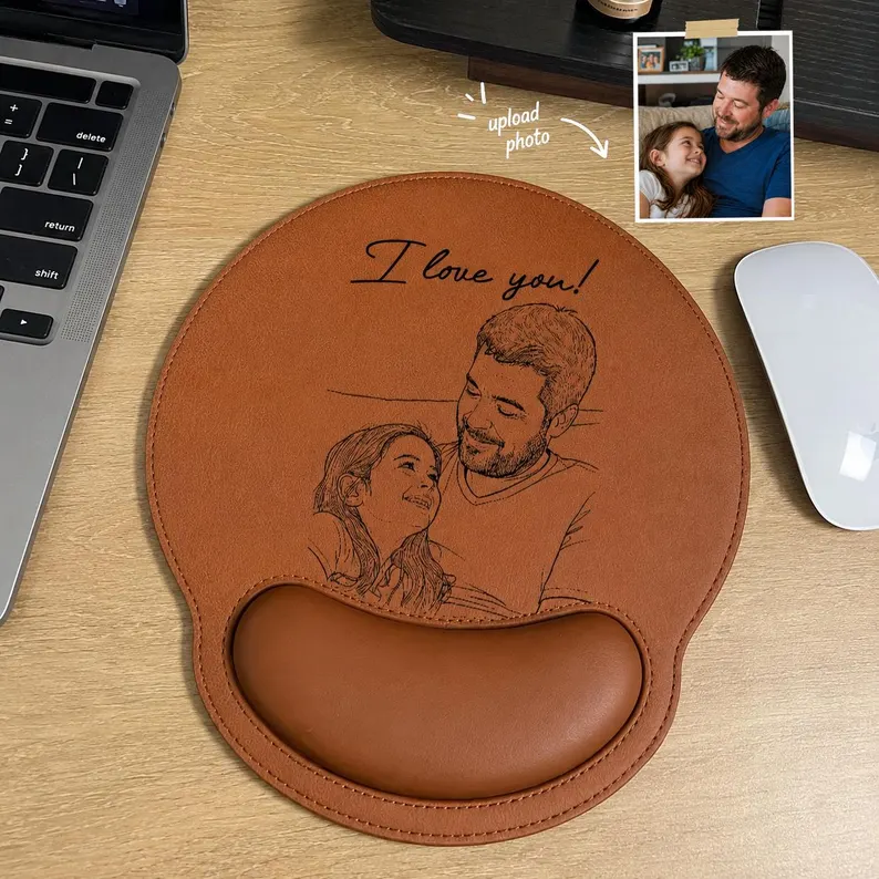 Personalized Photo Sketch Mouse Mat Custom Gift for Dad HN590 - Mouse Mat fix GradoCreations