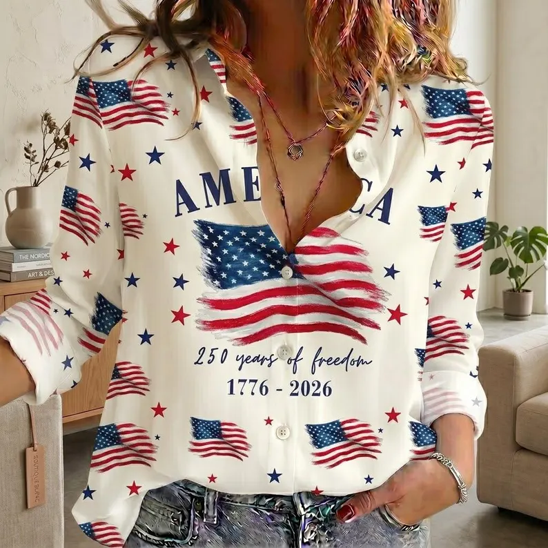 Personalized 250th Anniversary Blouse Shirt for Women - 4th of July Gift HN590 - Blouse Shirt Fix GradoCreations