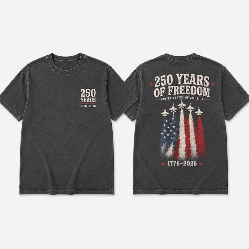 Personalized Fighter Jet Comfort Shirt 250 Years of Freedom Gift for Dad Back&Front Comfort Shirt fix GradoCreations