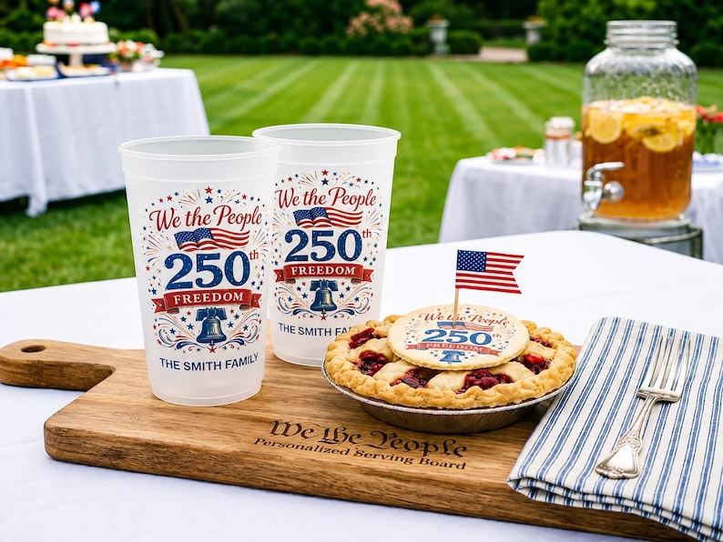 Personalized Frosted Cups 250th Anniversary USA Gift for Family