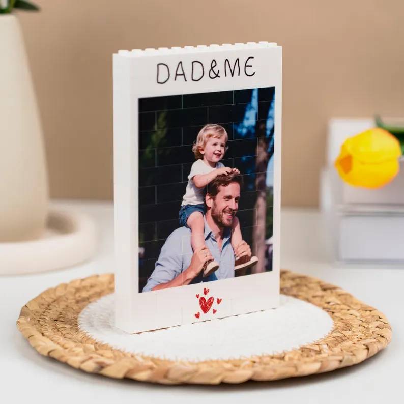 Personalized Photo Building Brick Blocks Custom Gift for Dad HN590 - Building Blocks fix GradoCreations