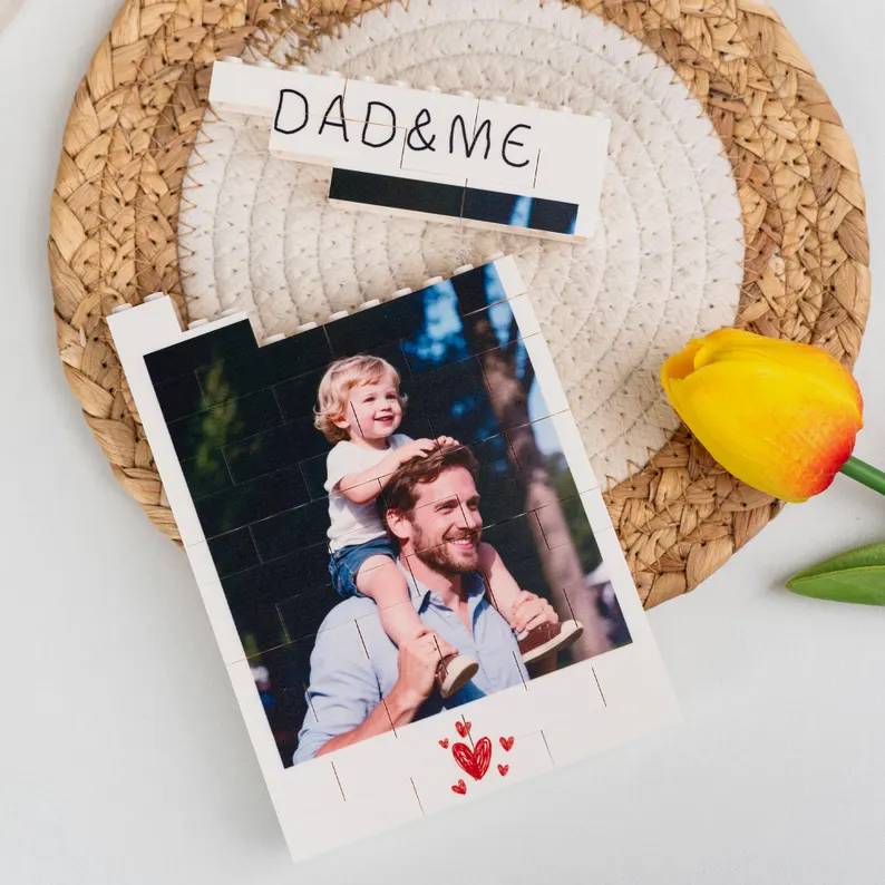 Personalized Photo Building Brick Blocks Custom Gift for Dad HN590 - Building Blocks fix GradoCreations