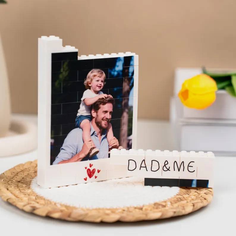 Personalized Photo Building Brick Blocks Custom Gift for Dad HN590 - Building Blocks fix GradoCreations