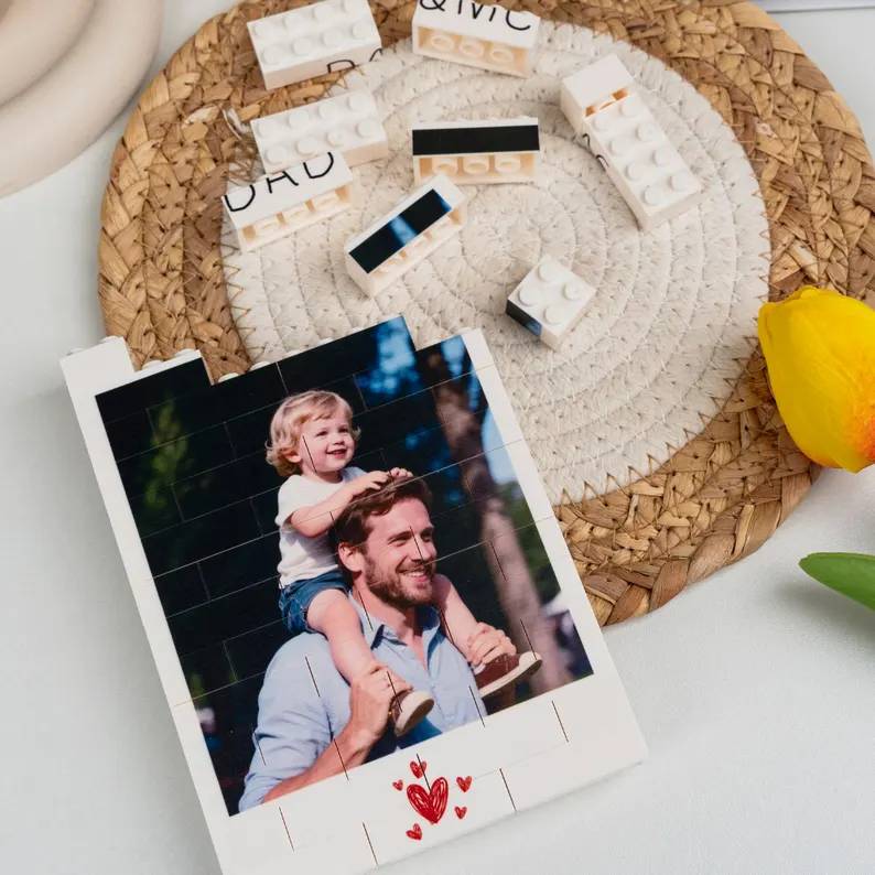 Personalized Photo Building Brick Blocks Custom Gift for Dad HN590 - Building Blocks fix GradoCreations