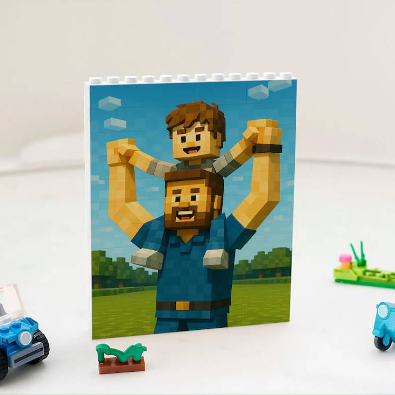 Personalized Photo Building Blocks Custom Gift for Dad HN590 - Building Blocks fix GradoCreations