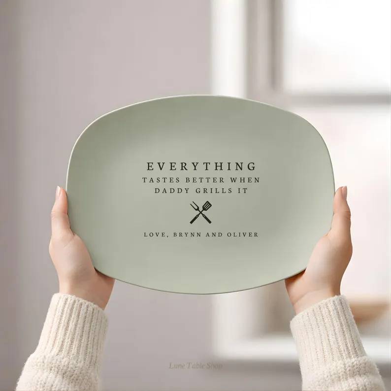 Personalized Grilling Platter Custom BBQ Tray Gift for Dad HN590 - Platter fix GradoCreations