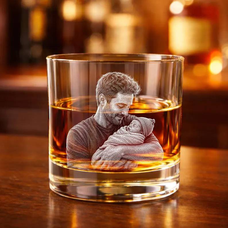 Personalized Engraved Whiskey Glass Custom Dad Gift for Father's Day HN590 - Engraved Rock Glass fix GradoCreations
