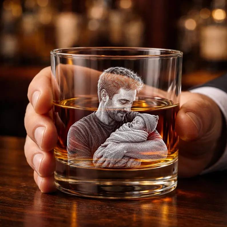 Personalized Engraved Whiskey Glass Custom Dad Gift for Father's Day HN590 - Engraved Rock Glass fix GradoCreations