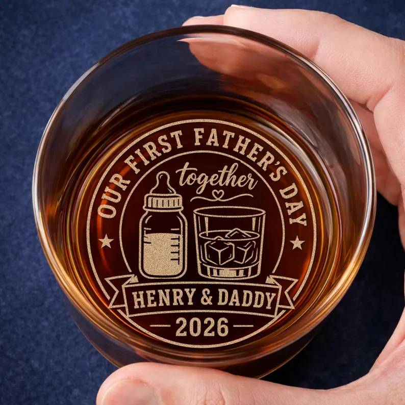 Personalized Engraved Whiskey Glass Custom Dad Gift for Father's Day HN590 - Engraved Rock Glass fix GradoCreations