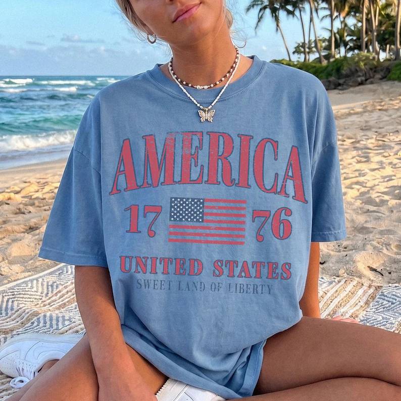 Personalized 4th of July Comfort Shirt Patriotic Gift Idea Comfort Shirt FIX GradoCreations