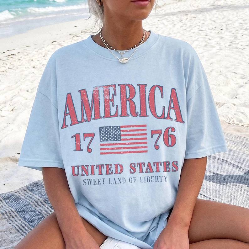 Personalized 4th of July Comfort Shirt Patriotic Gift Idea Comfort Shirt FIX GradoCreations
