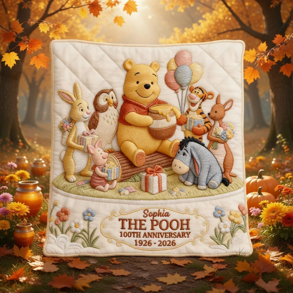 Personalized Winnie the Pooh Blanket 100th Anniversary Gift for Family Blanket GradoCreations