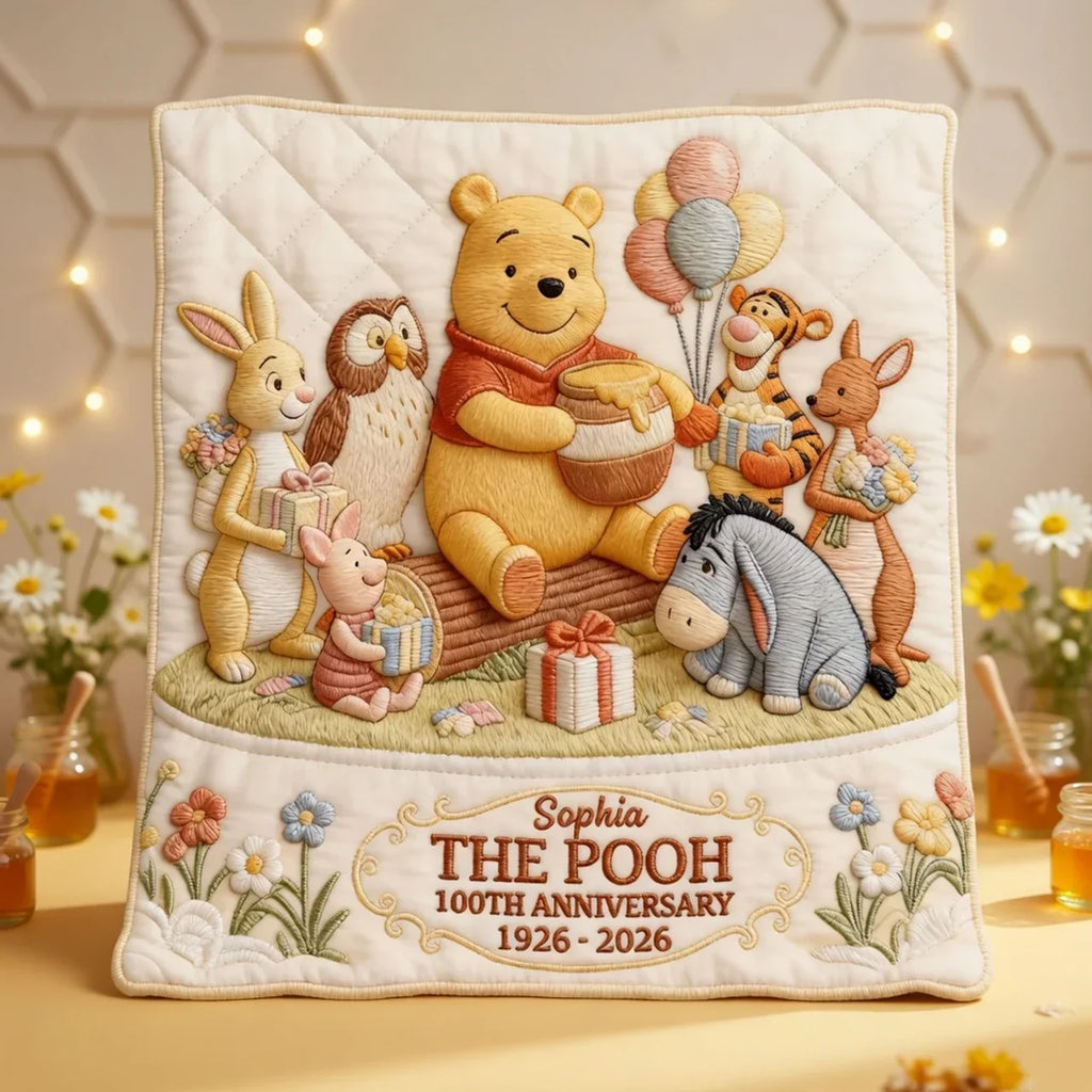 Personalized Winnie the Pooh Blanket 100th Anniversary Gift for Family Blanket GradoCreations