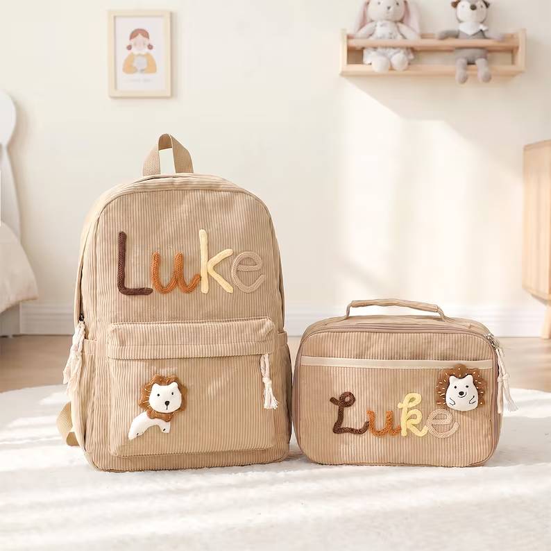 Personalized Corduroy Backpack for Kids - Custom Name Gift HN590 - Corduroy Backpack BCF fix GradoCreations