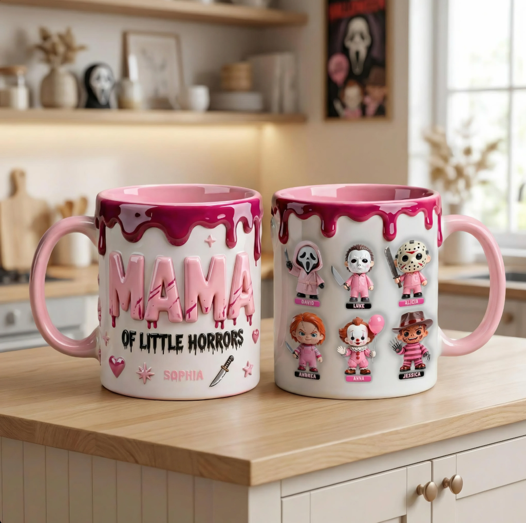 Personalized Horror Movies Mug for Mom with Kids Characters Gift Mug GradoCreations