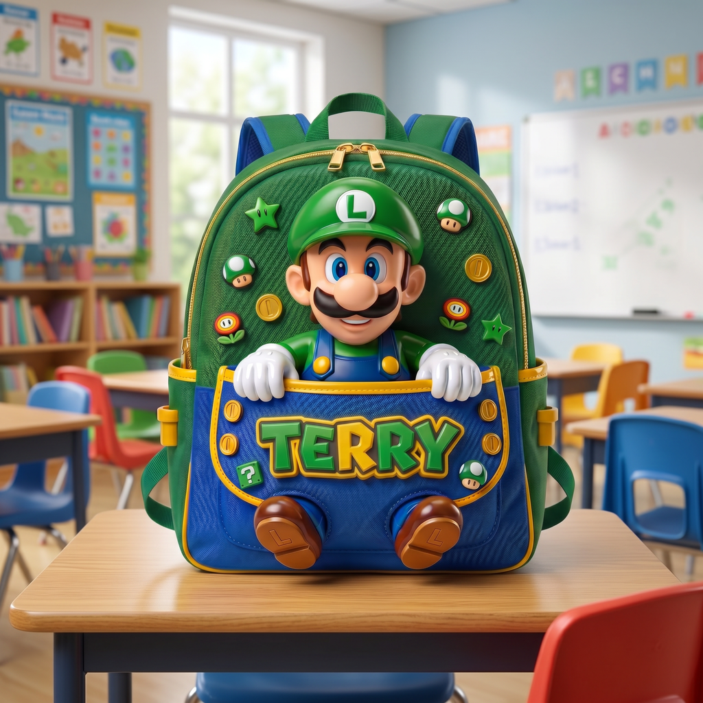 Personalized Mario Backpack School Set Gift for Kids
