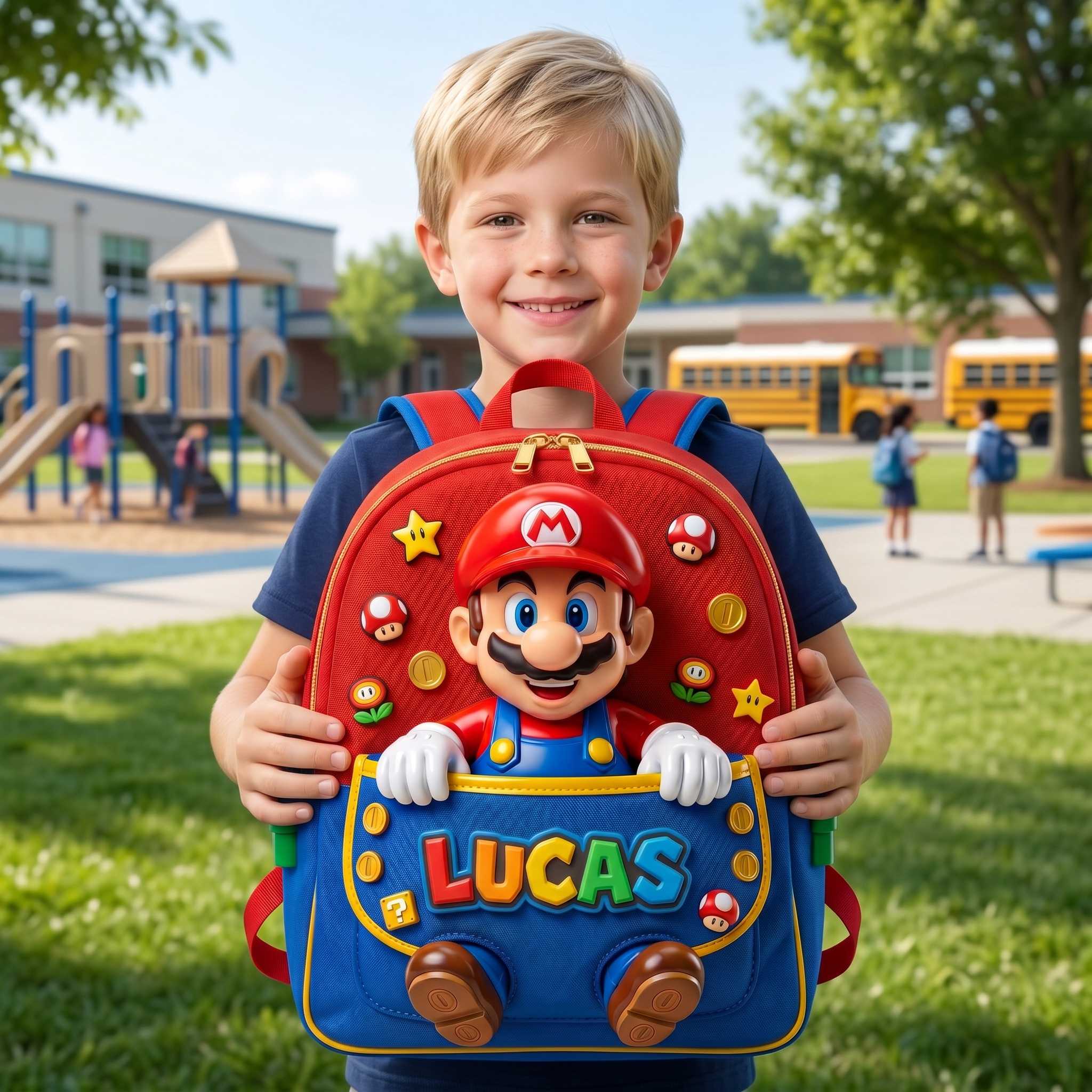 Personalized Mario Backpack School Set Gift for Kids