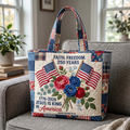 Patriotic Quilted Tote Bag with Jesus Is King Design - Gift for Her