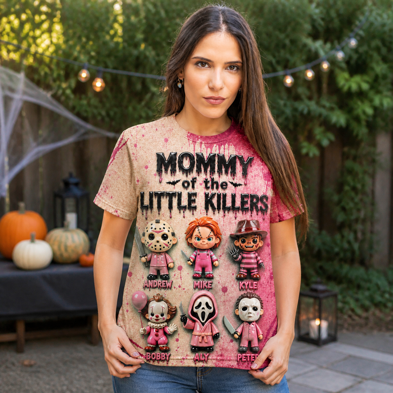 Personalized Horror Mommy T-Shirt for Halloween Gift AOP Tshirt GradoCreations