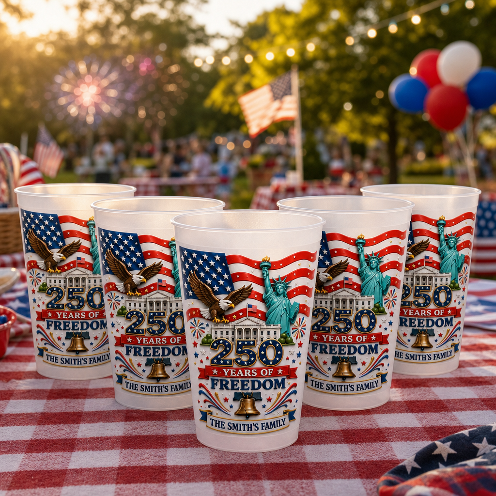 Personalized Frosted Cups for 250th Independence Day Gift
