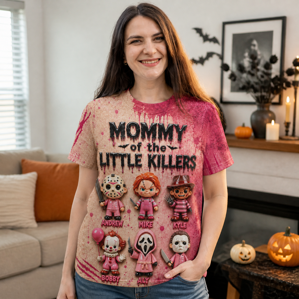 Personalized Horror Mommy T-Shirt for Halloween Gift AOP Tshirt GradoCreations