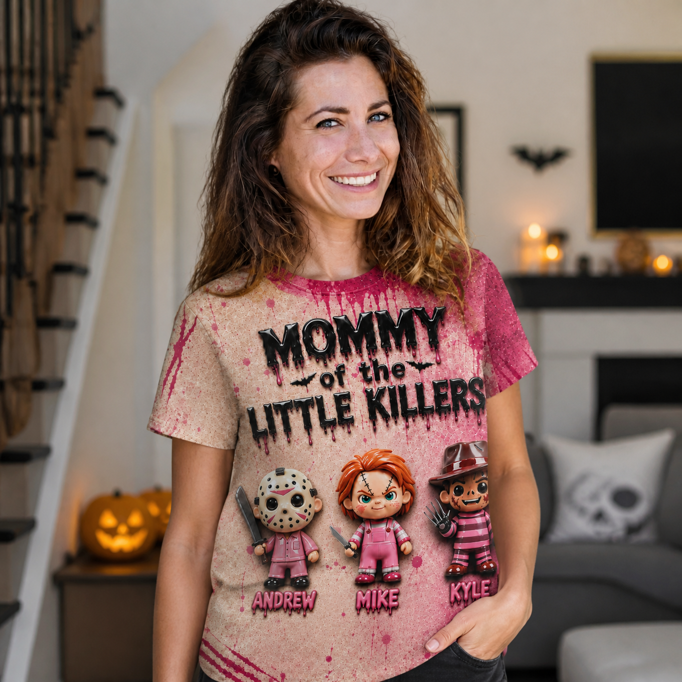 Personalized Horror Mommy T-Shirt for Halloween Gift AOP Tshirt GradoCreations