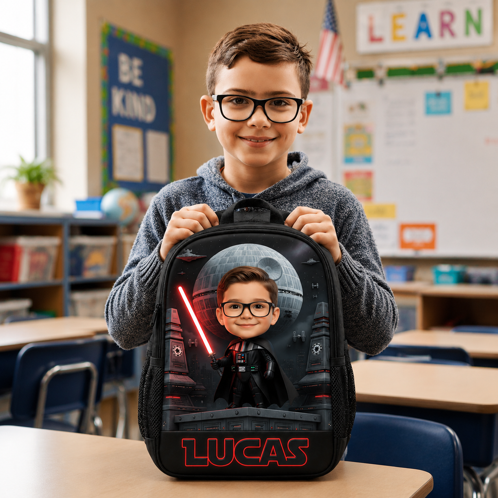 Custom Photo Galaxy Star Kids Personalized Backpack Set for School School Bag+ GradoCreations
