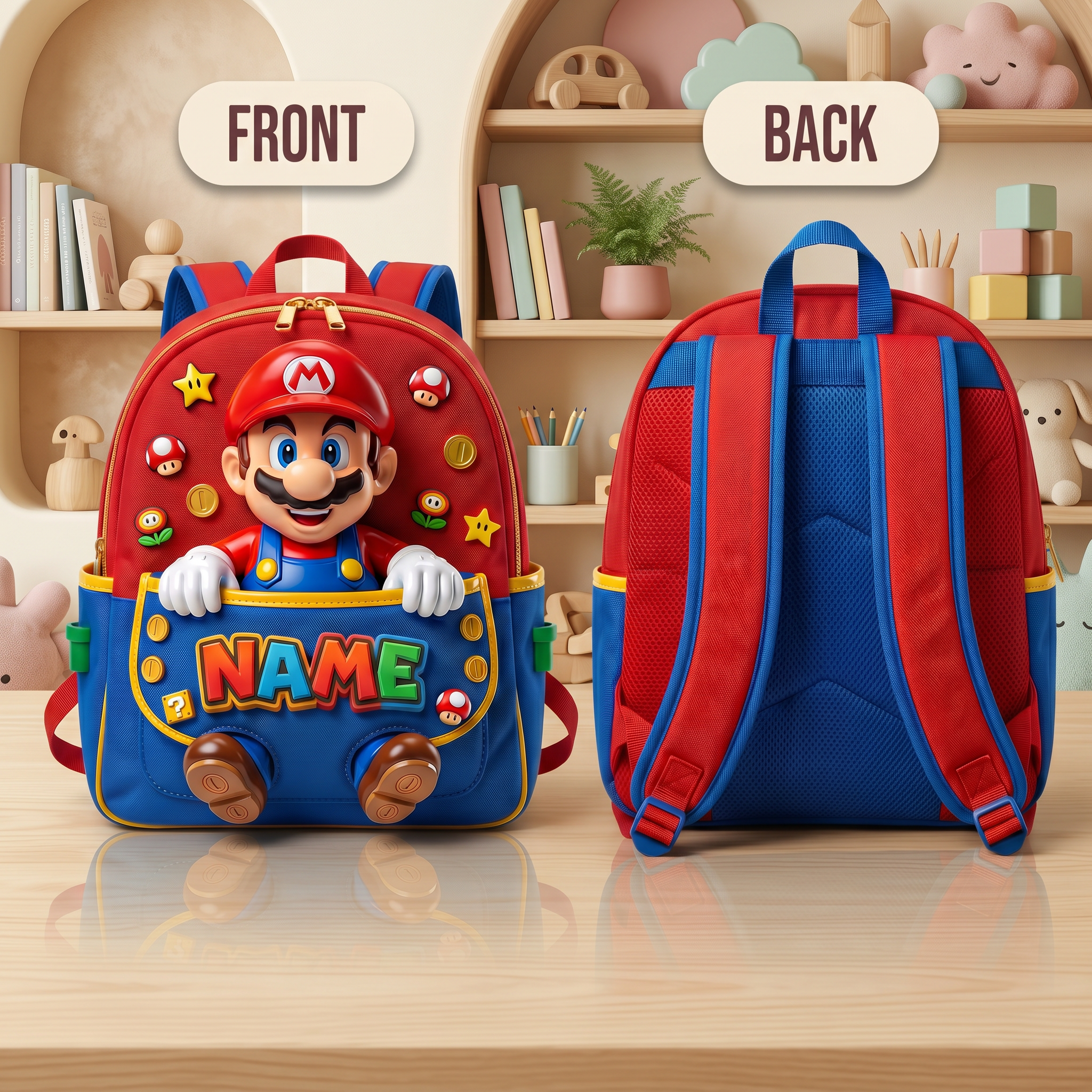 Personalized Mario Backpack School Set Gift for Kids