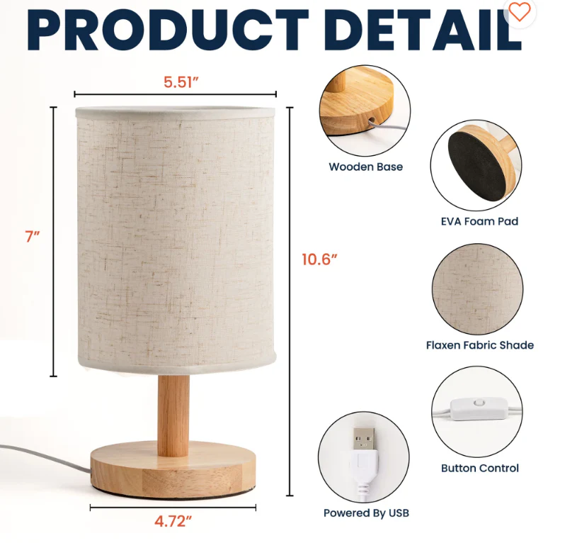 Vintage Rock Music Fabric Lamp with Wood Base for Music Lovers GradoCreations