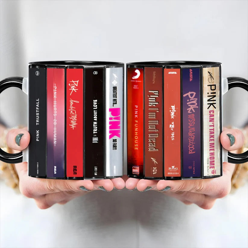 P!nk Albums Retro Ceramic Accent Mug Gift for Music Lovers GradoCreations