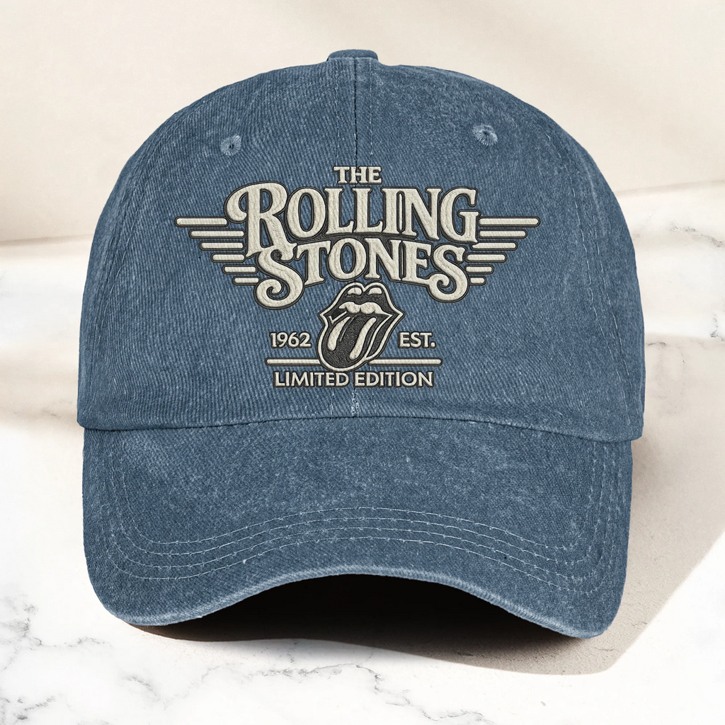 Retro Rolling Stones Denim Cap Gift for Dad | Customizable Vintage Style GradoCreations