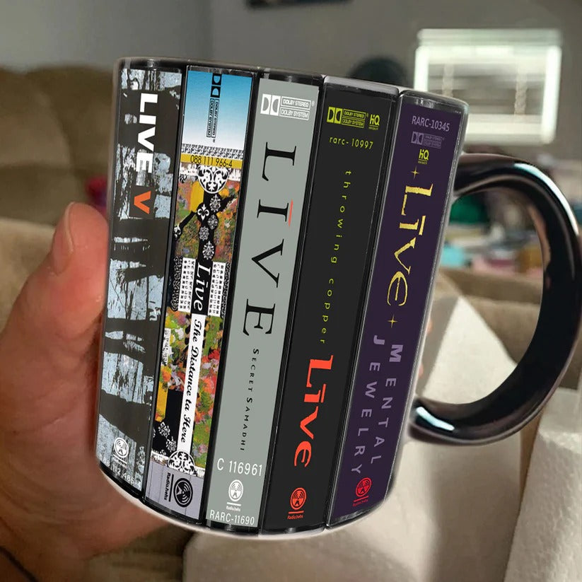 Retro Live Albums Cassette Accent Mug Ceramic Drinkware Gift GradoCreations