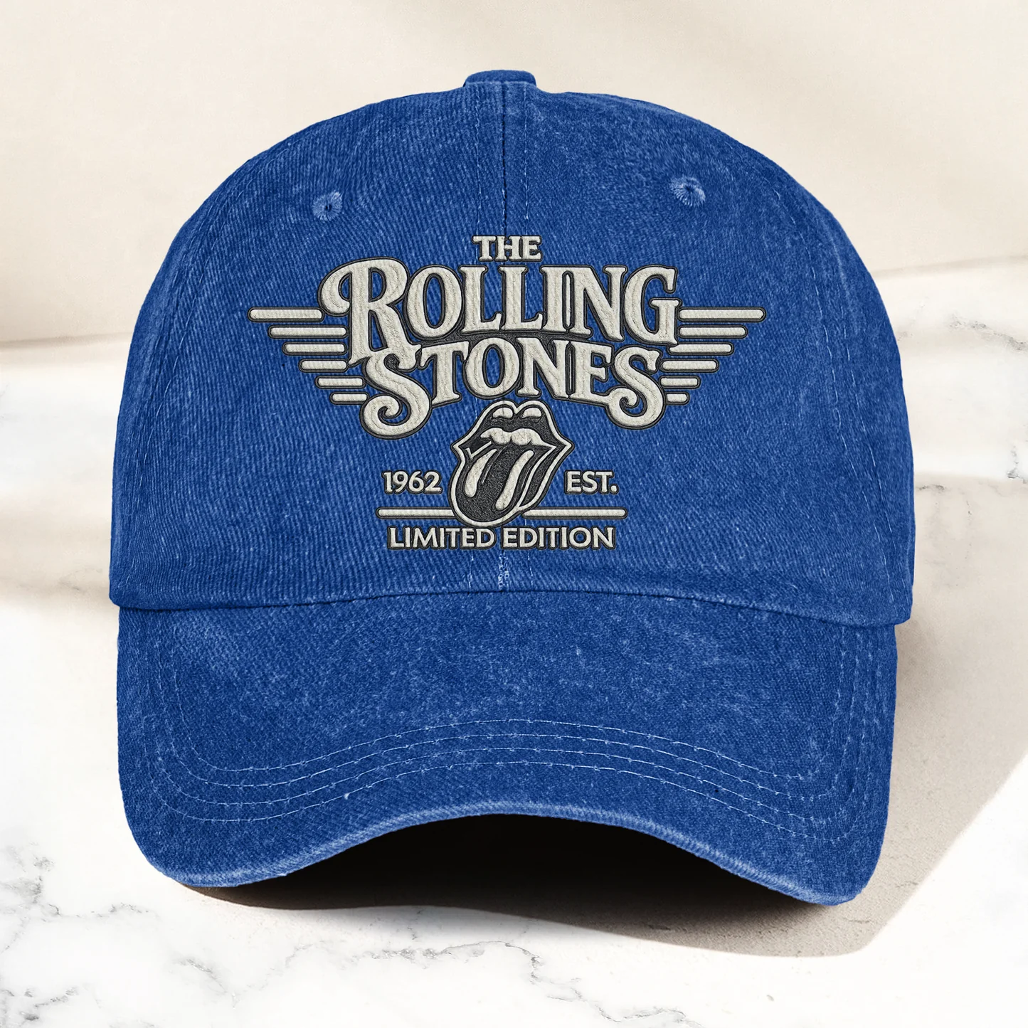 Retro Rolling Stones Denim Cap Gift for Dad | Customizable Vintage Style GradoCreations