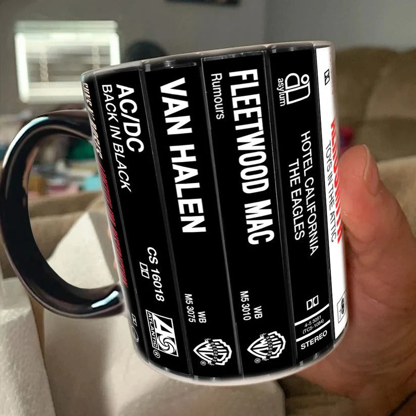 Retro Classic Rock Band Cassette Mug Ceramic Drinkware Gift GradoCreations