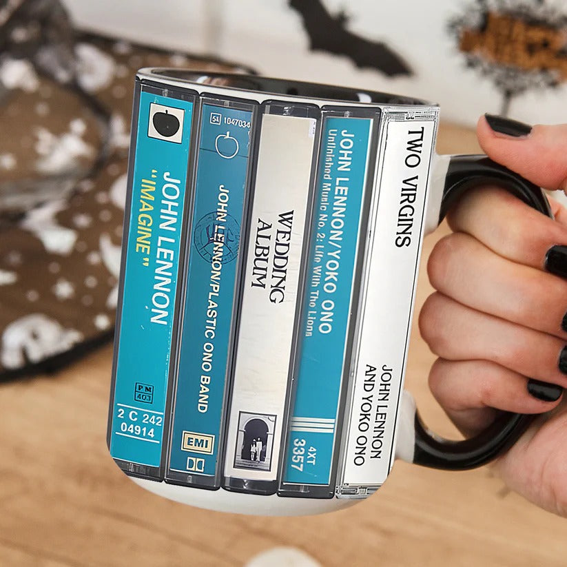 Retro John Lennon Music Cassette Accent Mug Gift for Music Lovers GradoCreations