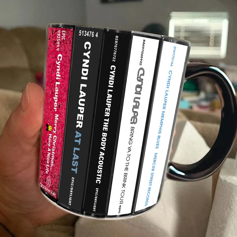 Cyndi Lauper Cassette Accent Mug Retro Drinkware Gift GradoCreations