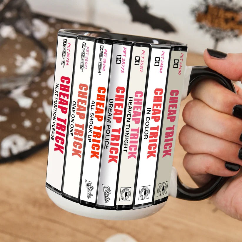 Retro Cassette Accent Mug Featuring Cheap Trick Albums GradoCreations