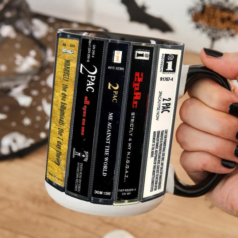 Retro Tupac Cassette Collection Accent Mug Custom Gift Idea GradoCreations