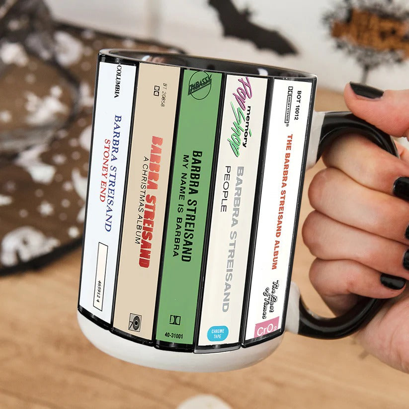 Barbra Streisand Retro Cassette Accent Mug for Music Lovers GradoCreations