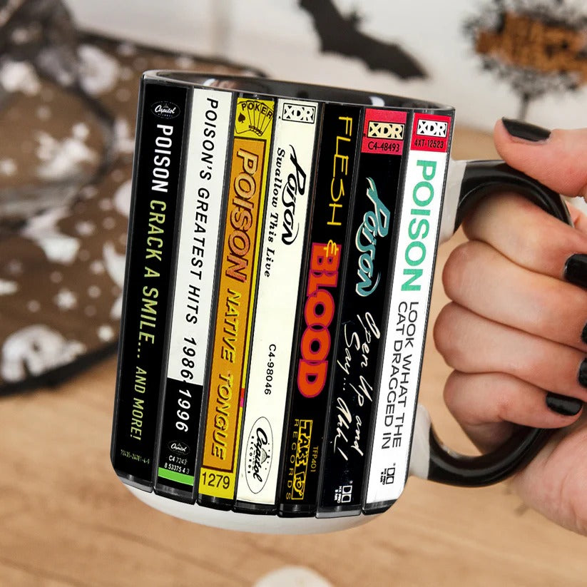 Retro Poison Albums Cassette Accent Mug Gift for Music Lovers GradoCreations