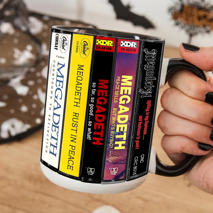 Megadeth Cassette Collection Ceramic Accent Mug Music Gift GradoCreations