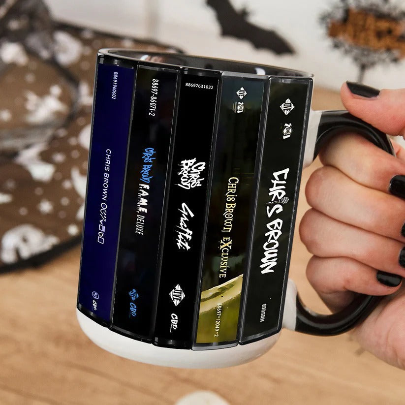 Chris Brown Cassette Collection Retro Accent Mug Gift for Music Lovers GradoCreations