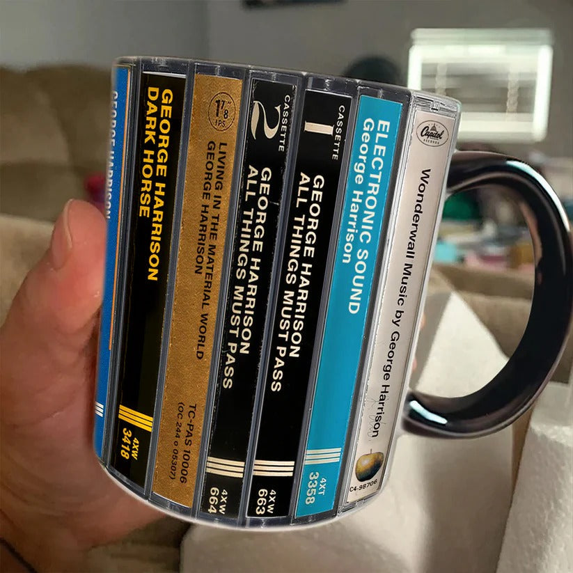 George Harrison Cassette Accent Mug Retro Ceramic Drinkware GradoCreations