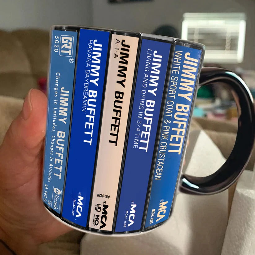 Jimmy Buffett Cassette Retro Accent Mug Gift for Music Lovers GradoCreations