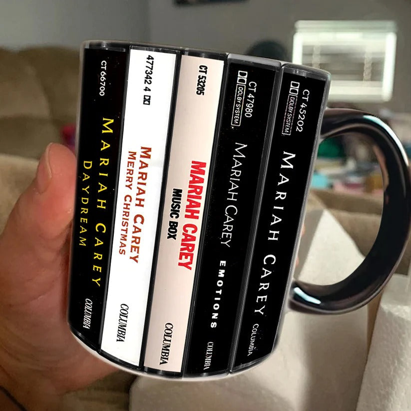 Mariah Carey Cassette Accent Mug Retro Ceramic Drinkware Gift GradoCreations