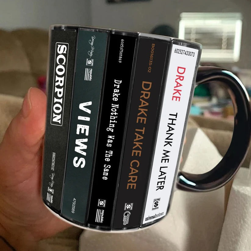 Retro Drake Albums Cassette Accent Mug Ceramic Drinkware GradoCreations
