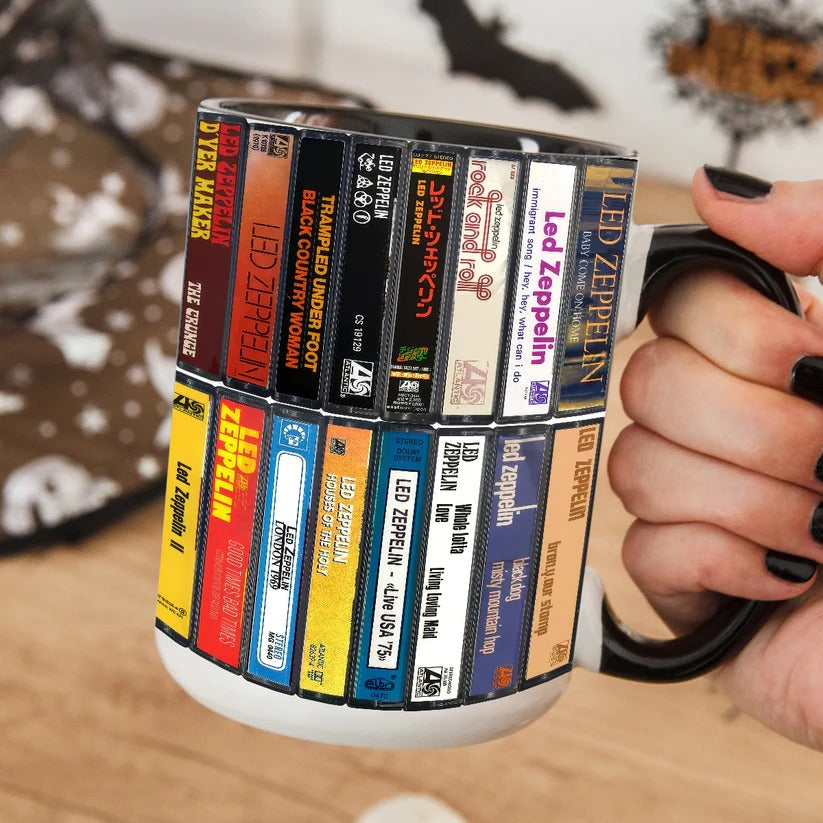 Retro Led Zeppelin Cassette Accent Mug Ceramic Drinkware Gift GradoCreations