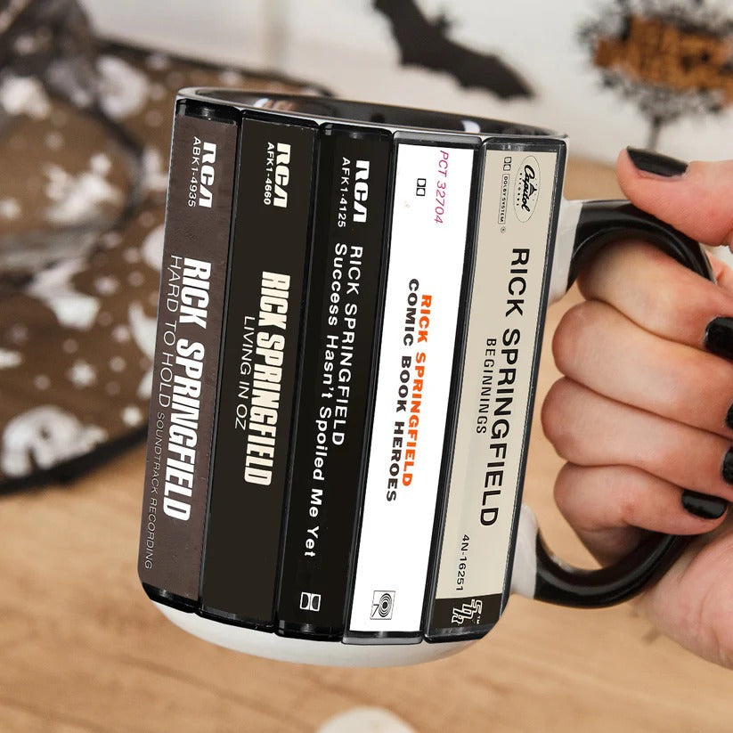 Retro Rick Springfield Cassette Accent Mug Ceramic Gift GradoCreations