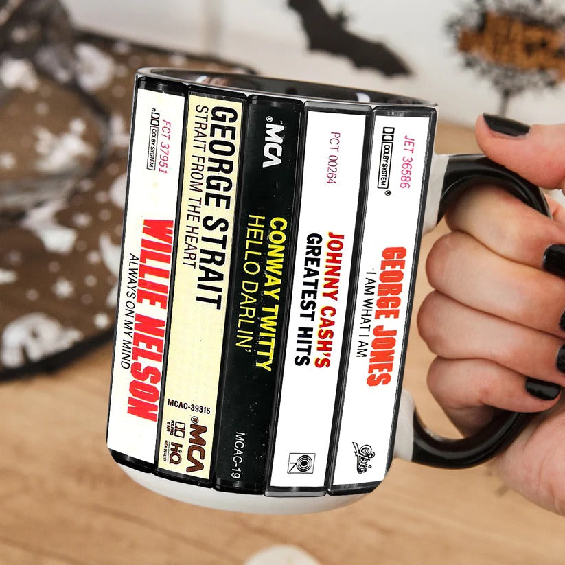 Retro Ceramic Accent Mug with Classic Country Music Cassettes GradoCreations