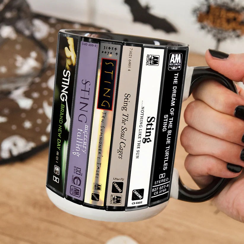 Sting Cassette Collection Ceramic Accent Mug Retro Music Gift GradoCreations